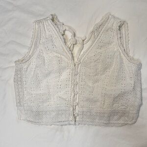 Vintage Abercrombie Lace Sleeveless White Tank Top